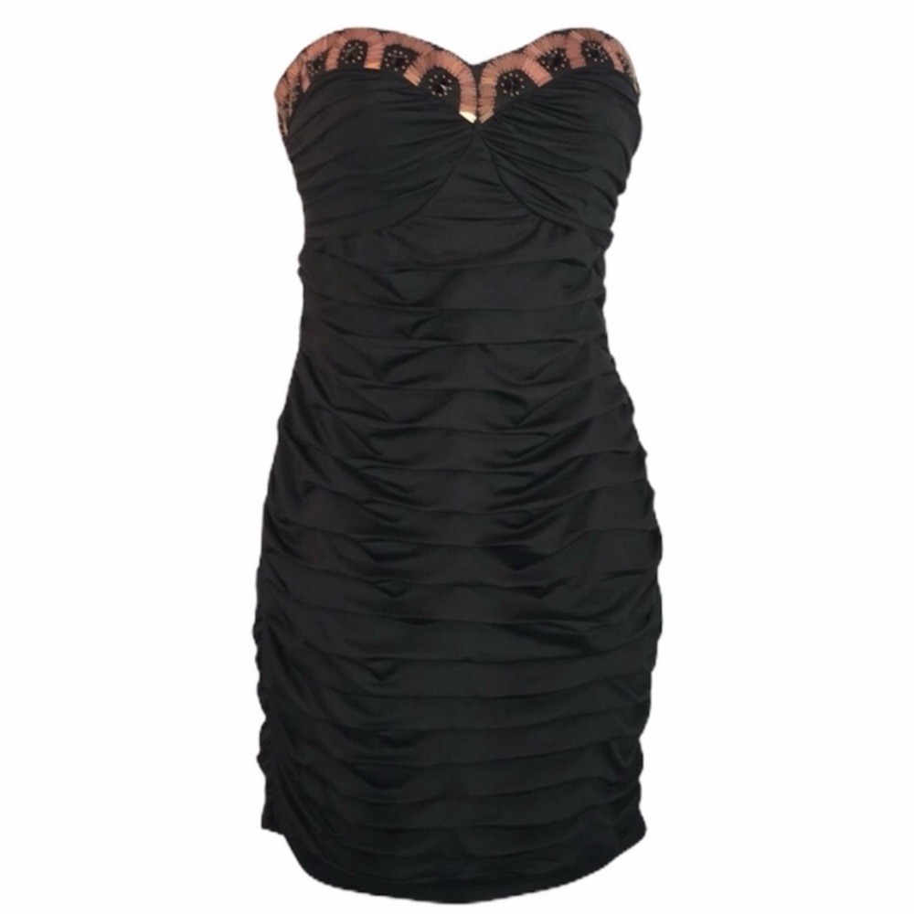Nikibiki Strapless Black Dress Copper Details NWT
